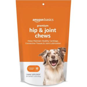 imageAmazon Basics Premium Dog Hip ampamp Joint Supplement Chews with EPA and DHA Chicken Liver Flavor 60 Count Previously Solimo60 Count Pack of 1