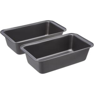 imageAmazon Basics Rectangular Baking Bread Loaf Pan 95 x 5 Inch Set of 2 Gray95 x 5 inches