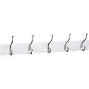 imageAmazon Basics Rectangular Farmhouse WallMounted Coat Rack with Storage Hooks 5 Hooks WhiteWhite
