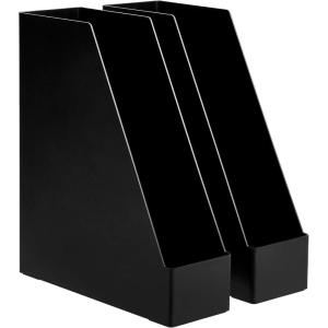imageAmazon Basics Rectangular Plastic Desk Organizer Magazine Rack White 2PackBlack