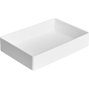 imageAmazon Basics Rectangular Plastic Desk Organizer with Storage Trays Accessory Tray 94 x 67 x 2 inch WhiteWhite