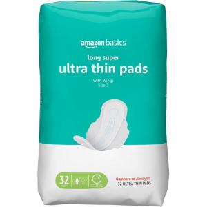 imageAmazon Basics Regular Absorbency Pads for Women Ultra Thin with FlexiWings Unscented Size 1 36 Count 1 PackSize 2
