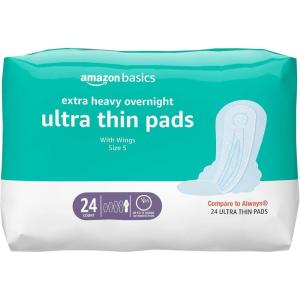 imageAmazon Basics Regular Absorbency Pads for Women Ultra Thin with FlexiWings Unscented Size 1 36 Count 1 PackSize 5