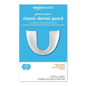 imageAmazon Basics Rest Assured Grind No More Classic Dental Guard Custom Nighttime Protection from Clenching Teeth Bruxism Moldable Fit Storage Case and Fitting Tray 2 Pack