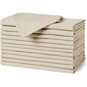 imageAmazon Basics Reusable Stain and Wrinkle Repellent Cloth Napkins 12 Pack 17 x 17 inches WhiteBeige