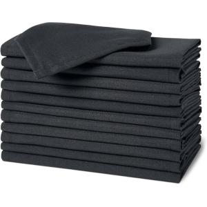 imageAmazon Basics Reusable Stain and Wrinkle Repellent Cloth Napkins 12 Pack 17 x 17 inches WhiteBlack