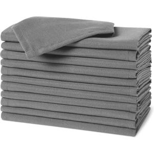 imageAmazon Basics Reusable Stain and Wrinkle Repellent Cloth Napkins 12 Pack 17 x 17 inches WhiteDark Grey