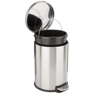 imageAmazon Basics Round Cylindrical Home Office Trash Can With SoftClose Foot Pedal 20 l 53 gallon Brushed Stainless SteelBrushed Stainless Steel