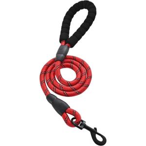 imageAmazon Basics Round Dog Leash Heavy Duty Durable Rope for Small Medium and Large Dogs Lightweight Design for Walking Training and Outdoor Activities Blue 6 FtRed