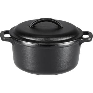 imageAmazon Basics Round PreSeasoned Cast Iron Dutch Oven Pot with Lid and Dual Handles HeavyDuty ampamp Large 7Quart Black2Quart