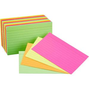 imageAmazon Basics Ruled Lined Index Note Cards 500 Count 5 Pack of 100 White 4 in x 6 inAssorted Neon