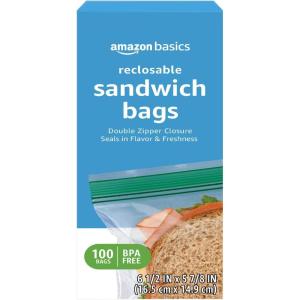imageAmazon Basics Sandwich Storage Bags 300 Count Previously Solimo100 Count Pack of 1