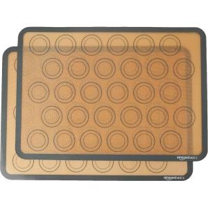 imageAmazon Basics Silicone Rectangular Baking Mat NonStick Reusable Oven Bakeware 165quot x 116quot New BeigeGray Pack of 2BeigeGray