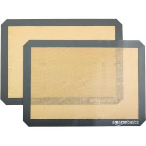 imageAmazon Basics Silicone Rectangular Baking Mat NonStick Reusable Oven Bakeware 165quot x 116quot New BeigeGray Pack of 2New BeigeGray