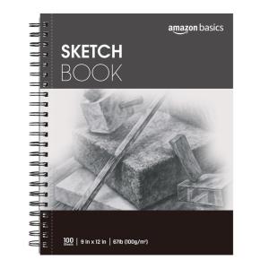 imageAmazon Basics Sketch Pad for Artists 67 lb  100 gsm 100 Sheets 55quotx85quot White9x12