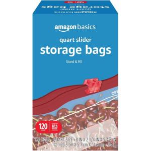 imageAmazon Basics Slider Gallon Food Storage Bags BPA Free 90 CountQuart 120 Count