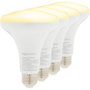 imageAmazon Basics Smart BR30 LED Light Bulb Dimmable Soft White 2700K 9W 60W Equivalent 800LM Works with Alexa Only 24 GHz WiFi No Hub Required 4 Pack4 Pack