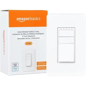 imageAmazon Basics Smart Dimmer Switch 3Way Works with Alexa Only 24 GHz WiFi No Hub Required White3Way Dimmer