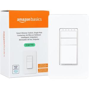 imageAmazon Basics Smart Dimmer Switch 3Way Works with Alexa Only 24 GHz WiFi No Hub Required WhiteSingle Pole Dimmer