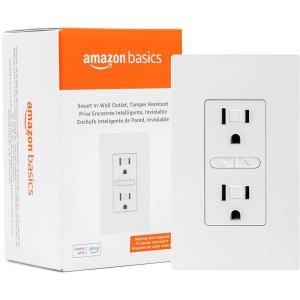 imageAmazon Basics Smart InWall Outlet Works with Alexa Only 24 GHz WiFi No Hub Required White
