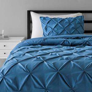 imageAmazon Basics Soft Lightweight Queen Size Comforter Sets AllSeason DownAlternative 3Piece Bedding Set Pinch Pleat Design FullQueen Size Bright WhiteDark Teal