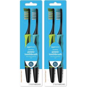 imageAmazon Basics Soft Toothbrushes for Adults  Pulsating Deep Cleaning with Soft Bristles 2 Count Assorted Colors2 Count Pack of 2