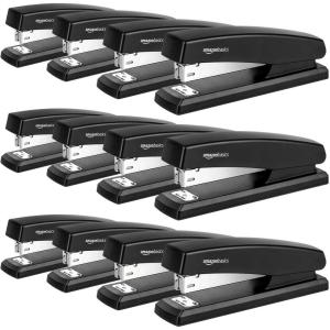 imageAmazon Basics Stapler with 1000 Staples Office Stapler 25 Sheet Capacity NonSlip Black12Pack