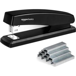 imageAmazon Basics Stapler with 1000 Staples Office Stapler 25 Sheet Capacity NonSlip Black1Pack