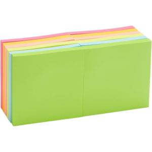 imageAmazon Basics Sticky Notes 3x3 Inches Assorted Colors SelfStick Pads Easy to Post for Home Office Notebook 70 sheetsPad Pack of 12