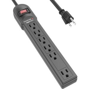 imageAmazon Basics Surge Protector Power Strip 6Outlet 790 Joules LED Indicator 6ft Extension Cord BlackBlack