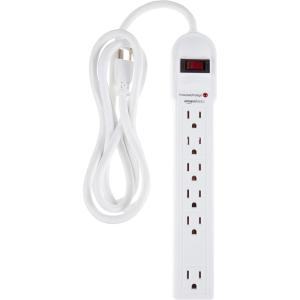 imageAmazon Basics Surge Protector Power Strip 6Outlet 790 Joules LED Indicator 6ft Extension Cord BlackWhite