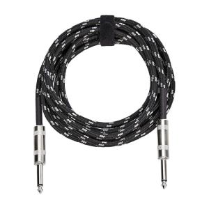 imageAmazon Basics TS 14 Inch Tweed Cloth Jacket Straight Instrument Cable for Electric GuitarBass and Keyboard 10 Foot Black ampamp Gray