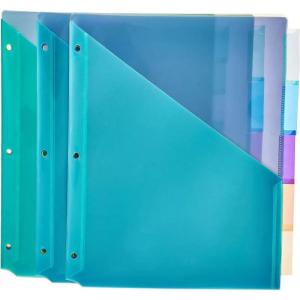 imageAmazon Basics Tab Dividers for 3 Ring Binder Two Pocket Letter Size Assorted Colors 5 Count15 count