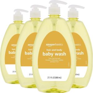 imageAmazon Basics TearFree Baby Hair and Body Wash 271 Fluid Ounce Lightly Scented 4Pack Previously Solimo271 Fl Oz Pack of 4