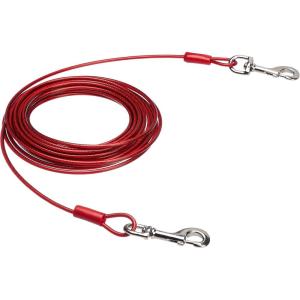 imageAmazon Basics TieOut Cable for Dogs up to 90 lbs 25 feet Set of 2 WhiteRed