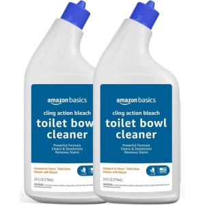 imageAmazon Basics Toilet Bowl Cleaner with Cling Action Formula Bleach Fresh Scent 24 Fl Oz Pack of 224 Fl Oz Pack of 2