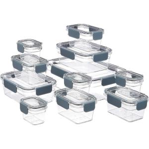 imageAmazon Basics Tritan Plastic Food Storage Containers  Tritan Plastic Locking Air Tight 11 Containers with Lids 22 Pieces Clear22 Pieces