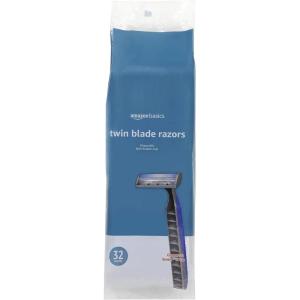 imageAmazon Basics Twin Blade Pivoting Disposable Razors with Rubber Grip 32 Count 1Pack Previously Solimo32 Count Pack of 1