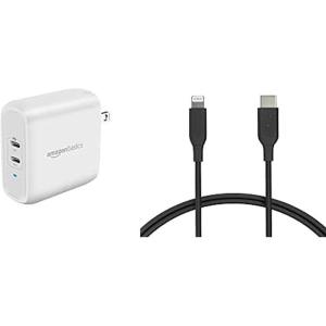 imageAmazon Basics USBC Lightning Cable and USBC Wall Charger Combo Mfi Certified Charger for Apple iPhone 11 12 iPad  3ft Black