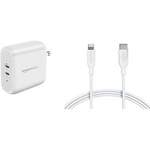 imageAmazon Basics USBC Lightning Cable and USBC Wall Charger Combo Mfi Certified Charger for Apple iPhone 11 12 iPad  6ft White