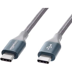 imageAmazon Basics USBC to USBC 20 Fast Charger Cable Nylon Braided Cord 480Mbps Speed USBIF Certified for Apple iPhone 1615 iPad Samsung Galaxy Tablets Laptops 10 Foot SilverDark Grey
