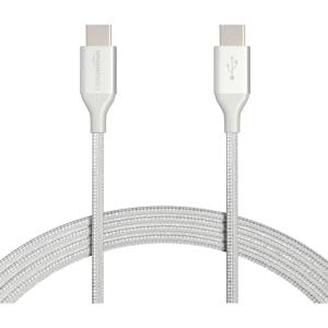 imageAmazon Basics USBC to USBC 20 Fast Charger Cable Nylon Braided Cord 480Mbps Speed USBIF Certified for Apple iPhone 1615 iPad Samsung Galaxy Tablets Laptops 10 Foot SilverSilver