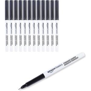 imageAmazon Basics Ultra Fine Point Permanent Markers Black 12Pack