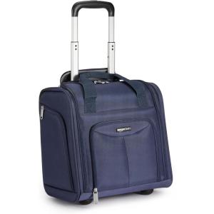 imageAmazon Basics Underseat Carry On Luggage with Wheels  14quot Rolling Travel Bag BlackNavy