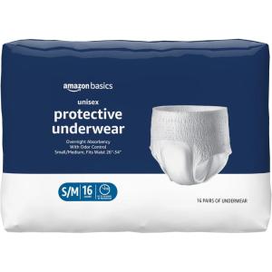 imageAmazon Basics Unisex Protective Underwear Overnight Absorbency Extra Large 12 Count 1 Pack of 12SmallMedium