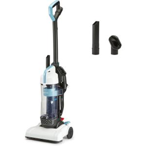 imageAmazon Basics Upright Bagless Vacuum Cleaner for Carpet and Hard Floors With Crevice and Upholstery Tools Detachable Handle Lightweight 84 lbs 17L Dust Cup 720W 25ft Cord BlackWhite