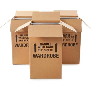 imageAmazon Basics Wardrobe Clothing Moving Boxes with Bar 6 Pack Brown 24quot x 24quot x 40quotBrown
