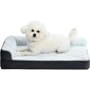 imageAmazon Basics Washable LShaped Dog Bed for Medium Dogs AntiSlip Pet Sofa Bed for Indoor Dogs Crate Bed 36x27x8 Inches GrayLight Gray