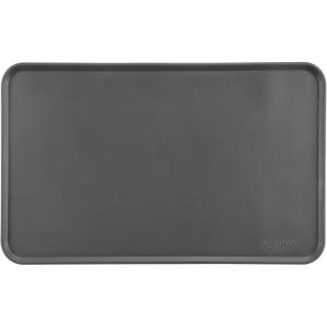 imageAmazon Basics Waterproof AntiSlip Silicone Cat ampamp Dog Food Mat Pet Mats with Raised Edges for Food and Water Bowl to Protect Floors 185 x 115 Inches Gray SolidGray
