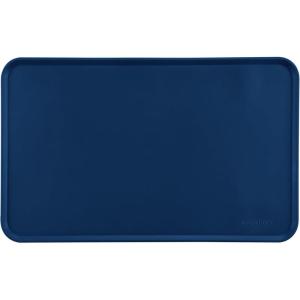 imageAmazon Basics Waterproof AntiSlip Silicone Cat ampamp Dog Food Mat Pet Mats with Raised Edges for Food and Water Bowl to Protect Floors 185 x 115 Inches Gray SolidBlue